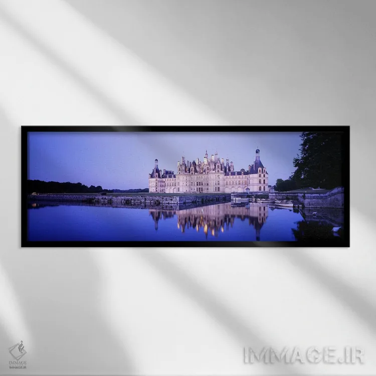 تابلو Loire Valley, France,قلعه شاتو دو شامبور در غروب، دره لوآر، فرانسه اثر پانورامیک ایمجز (استودیو عکاسی عریض) - نمای قابدار مشکی