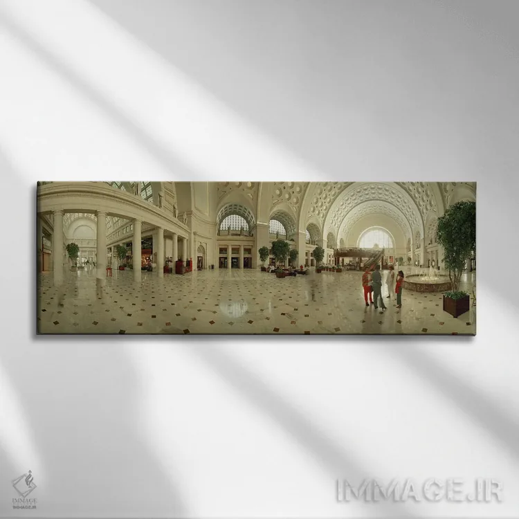 تابلو نمای داخلی ایستگاه اتحادیه، واشینگتن دیسی اثر پانورامیک ایمجز (استودیو عکاسی عریض) - نمای روبهرو روی دیوار