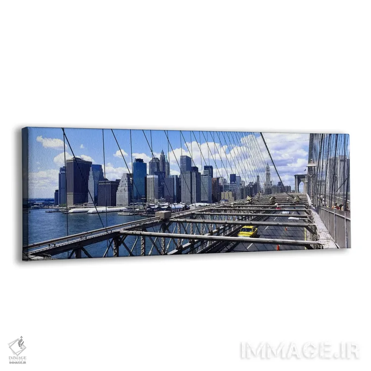 تابلو Manhattan, New York City, New York State, USA,ترافیک روی پل بروکلین، منهتن، نیویورک، ایالت نیویورک، آمریکا اثر پانورامیک ایمجز (استودیو عکاسی عریض) - نمای پرسپکتیو محصول