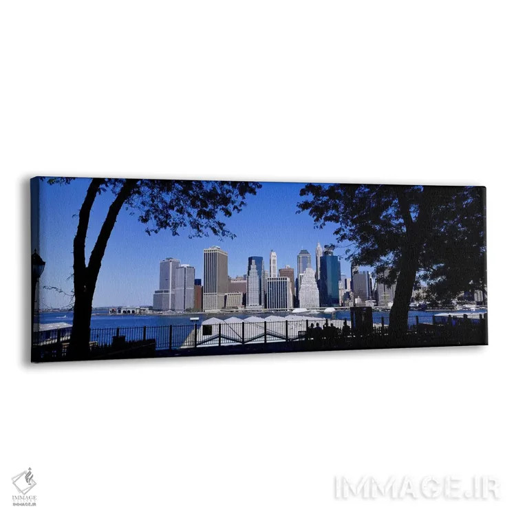 تابلو Manhattan, New York City, New York State, USA,آسمانخراشها کنار آب، منهتن، نیویورک، ایالت نیویورک، آمریکا اثر پانورامیک ایمجز (استودیو عکاسی عریض) - نمای پرسپکتیو محصول