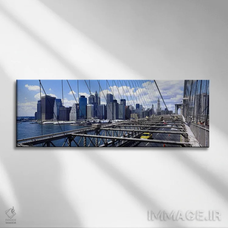 تابلو Manhattan, New York City, New York State, USA,ترافیک روی پل بروکلین، منهتن، نیویورک، ایالت نیویورک، آمریکا اثر پانورامیک ایمجز (استودیو عکاسی عریض) - نمای روبهرو روی دیوار