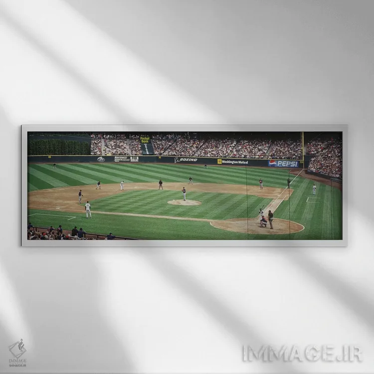 تابلو ورزشگاه سیفکو، سیاتل، واشینگتن (شماره ۲) اثر پانورامیک ایمجز (استودیو عکاسی عریض) - نمای قابدار سفید