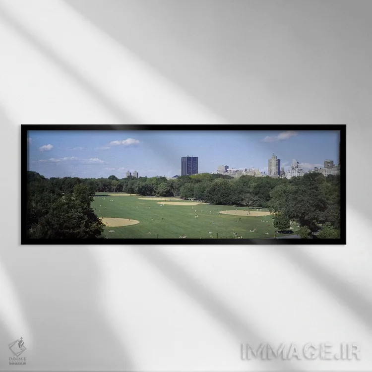 تابلو Manhattan, New York City, New York State, USA,نمای زاویه بالا از چمن بزرگ سنترال پارک، منهتن، نیویورک، آمریکا اثر پانورامیک ایمجز (استودیو عکاسی عریض) - نمای قابدار مشکی