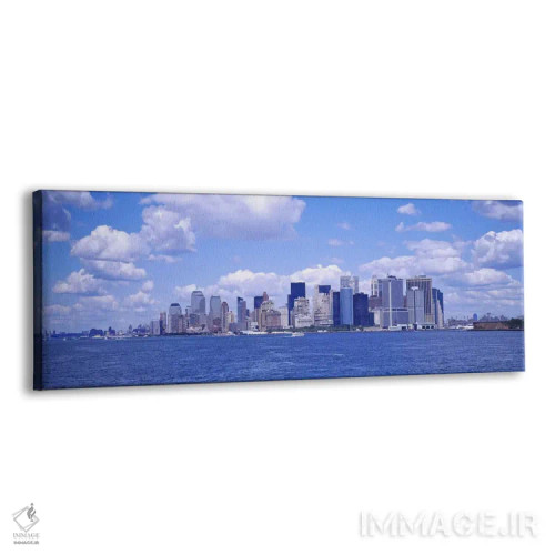 تابلو Manhattan, New York City, New York State, USA,آسمانخراشها در کنار آب، منهتن، نیویورک، ایالات متحده اثر پانورامیک ایمجز (استودیو عکاسی عریض) - نمای پرسپکتیو محصول