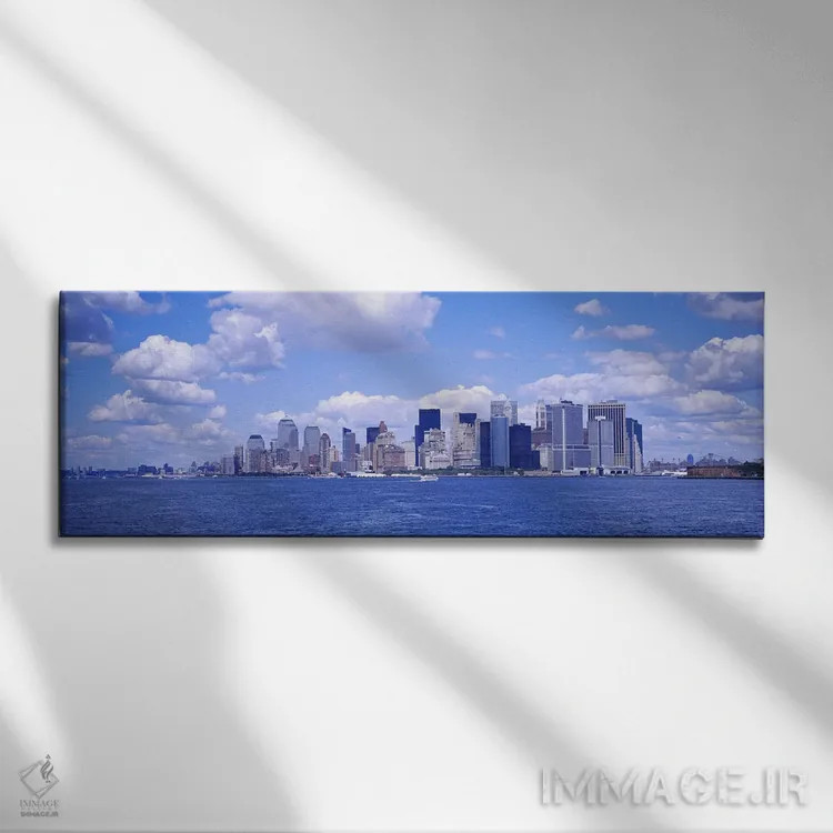 تابلو Manhattan, New York City, New York State, USA,آسمانخراشها در کنار آب، منهتن، نیویورک، ایالات متحده اثر پانورامیک ایمجز (استودیو عکاسی عریض) - نمای روبهرو روی دیوار