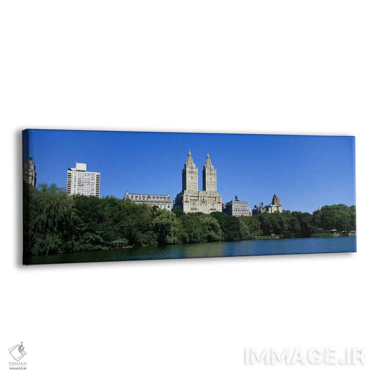 تابلو New York City, New York State, USA,ساختمانها در کناره یک دریاچه در منهتن، شهر نیویورک، ایالات متحده اثر پانورامیک ایمجز (استودیو عکاسی عریض) - نمای پرسپکتیو محصول