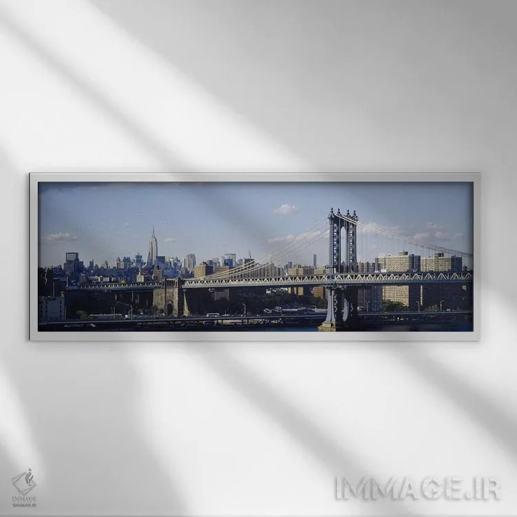 تابلو Manhattan, New York City, New York State, USA,پل منهتن بر فراز رودخانه، منهتن، نیویورک، ایالات متحده اثر پانورامیک ایمجز (استودیو عکاسی عریض) - نمای قابدار سفید