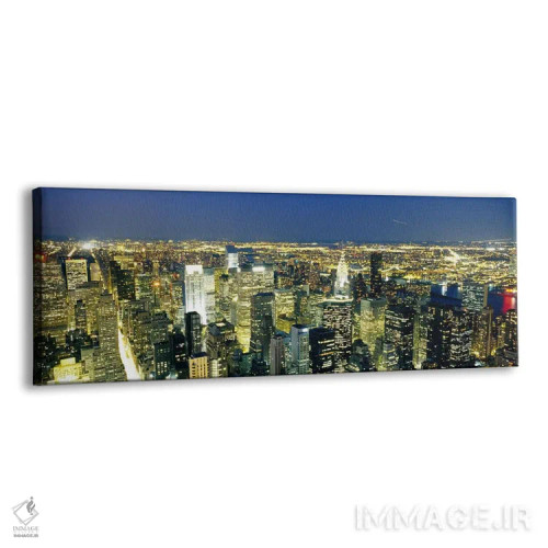تابلو NYC, New York City, New York State, USA,نمای هوایی ساختمانهای روشن در غروب، منهتن، نیویورک، ایالات متحده اثر پانورامیک ایمجز (استودیو عکاسی عریض) - نمای پرسپکتیو محصول