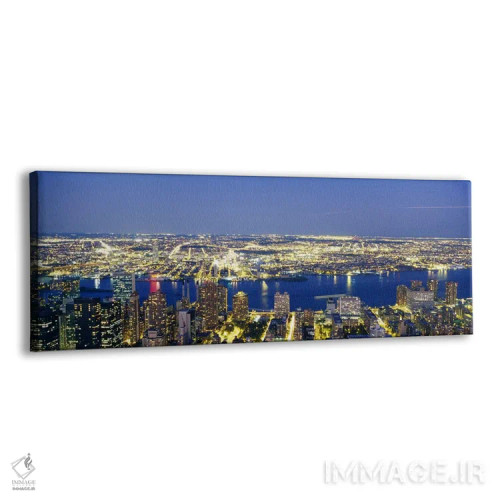 تابلو NYC, New York City, New York State, USA,نمای هوایی ساختمانهای روشن در غروب، منهتن، نیویورک، ایالات متحده اثر پانورامیک ایمجز (استودیو عکاسی عریض) - نمای پرسپکتیو محصول
