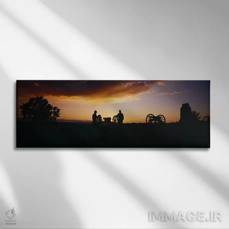 تابلو سیلوئت (تصویر سایهای) بنای یادبود Battery A اثر پانورامیک ایمجز (استودیو عکاسی عریض) - نمای روبهرو روی دیوار