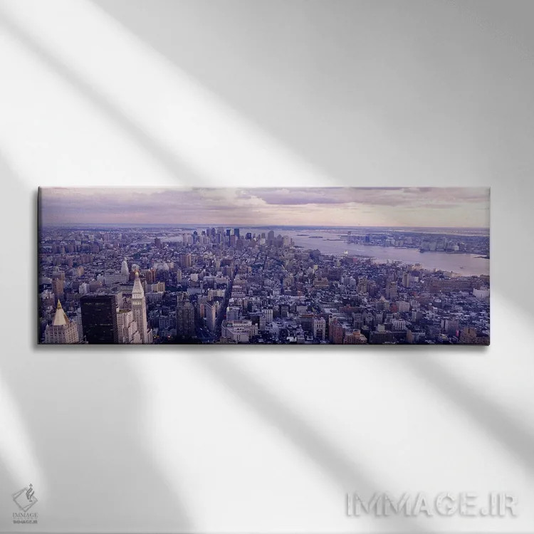 تابلو Manhattan, NYC, New York City, New York State, USA,منظرهٔ هوایی از بالای ساختمان امپایر استیت، منهتن، نیویورک، ایالات متحده اثر پانورامیک ایمجز (استودیو عکاسی عریض) - نمای روبهرو روی دیوار