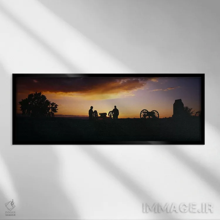 تابلو سیلوئت (تصویر سایهای) بنای یادبود Battery A اثر پانورامیک ایمجز (استودیو عکاسی عریض) - نمای قابدار مشکی