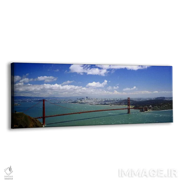 تابلو Golden Gate Bridge, San Francisco, California, USA,نمای زاویه بالا از پل معلق گلدن گیت بر فراز خلیج، سانفرانسیسکو، کالیفرنیا، ایالات متحده اثر پانورامیک ایمجز (استودیو عکاسی عریض) - نمای پرسپکتیو محصول