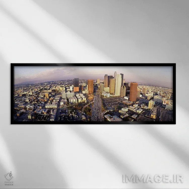تابلو California, Los Angeles, Financial District,ایالات متحده، کالیفرنیا، لسآنجلس، منطقه مالی اثر پانورامیک ایمجز (استودیو عکاسی عریض) - نمای قابدار مشکی