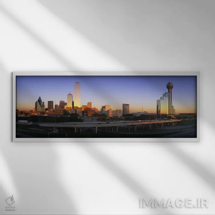 تابلو Dallas, Texas, USA,آسمانخراشها در شهر، دالاس، تگزاس، ایالات متحده اثر پانورامیک ایمجز (استودیو عکاسی عریض) - نمای قابدار سفید