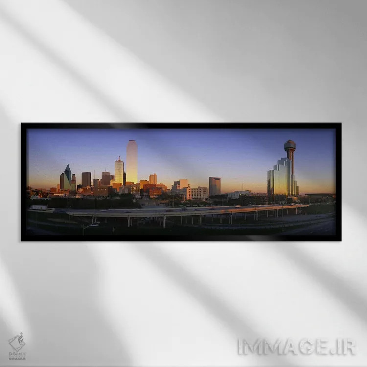 تابلو Dallas, Texas, USA,آسمانخراشها در شهر، دالاس، تگزاس، ایالات متحده اثر پانورامیک ایمجز (استودیو عکاسی عریض) - نمای قابدار مشکی