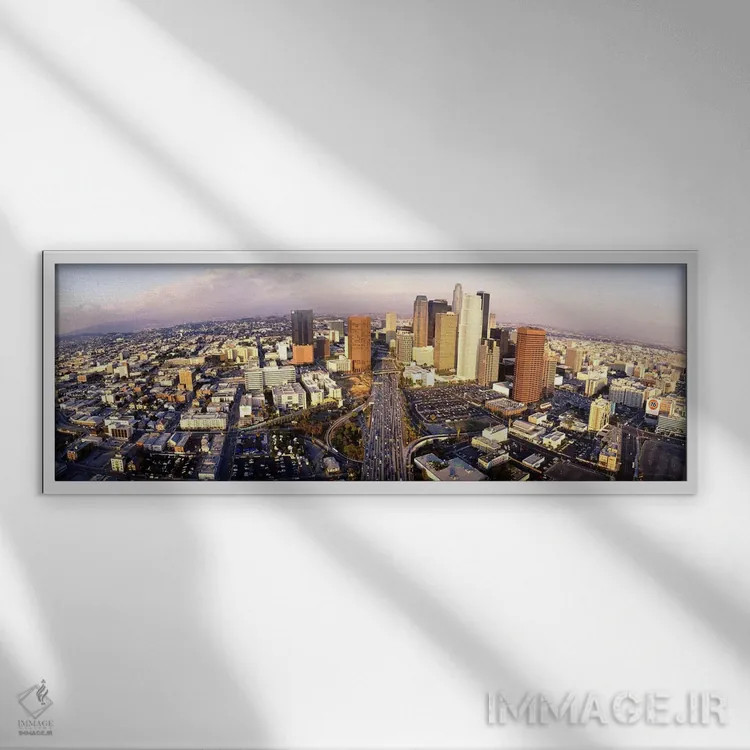 تابلو California, Los Angeles, Financial District,ایالات متحده، کالیفرنیا، لسآنجلس، منطقه مالی اثر پانورامیک ایمجز (استودیو عکاسی عریض) - نمای قابدار سفید