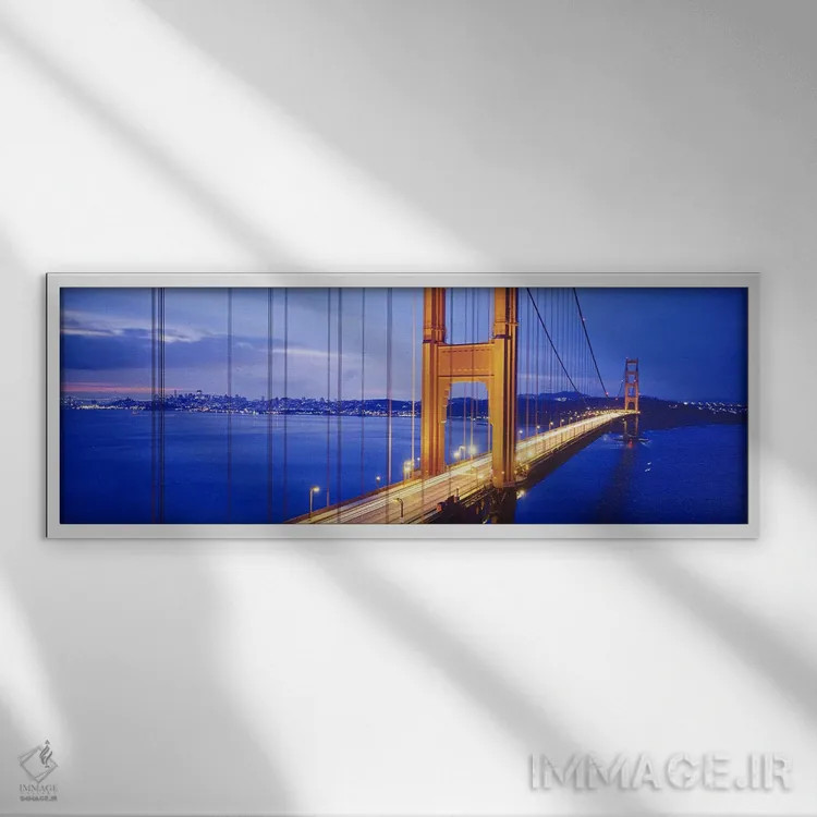 تابلو San Francisco, California, USA #3,پل گلدن گیت، سانفرانسیسکو، کالیفرنیا، ایالات متحده (نمونه ۳) اثر پانورامیک ایمجز (استودیو عکاسی عریض) - نمای قابدار سفید