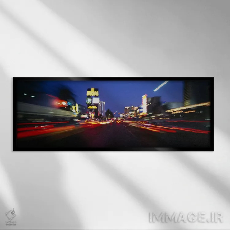 تابلو Las Vegas, Nevada, USA #2,منطقه استریپ در غروب، لاس وگاس، نوادا، ایالات متحده (نمونه ۲) اثر پانورامیک ایمجز (استودیو عکاسی عریض) - نمای قابدار مشکی