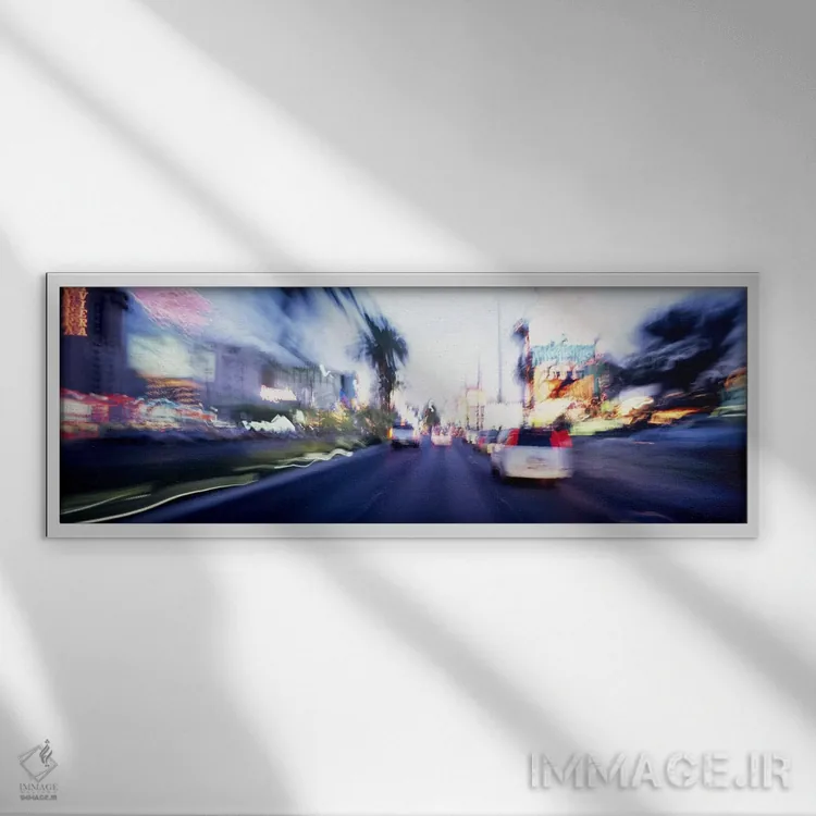 تابلو Las Vegas, Nevada, USA #4,منطقه استریپ در غروب، لاس وگاس، نوادا، ایالات متحده (نمونه ۴) اثر پانورامیک ایمجز (استودیو عکاسی عریض) - نمای قابدار سفید