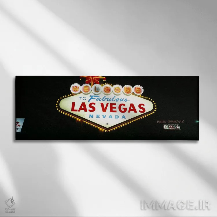 تابلو Las Vegas, Nevada, USA,نمای نزدیک تابلوی خوشآمد گویی، لاس وگاس، نوادا، ایالات متحده اثر پانورامیک ایمجز (استودیو عکاسی عریض) - نمای روبهرو روی دیوار