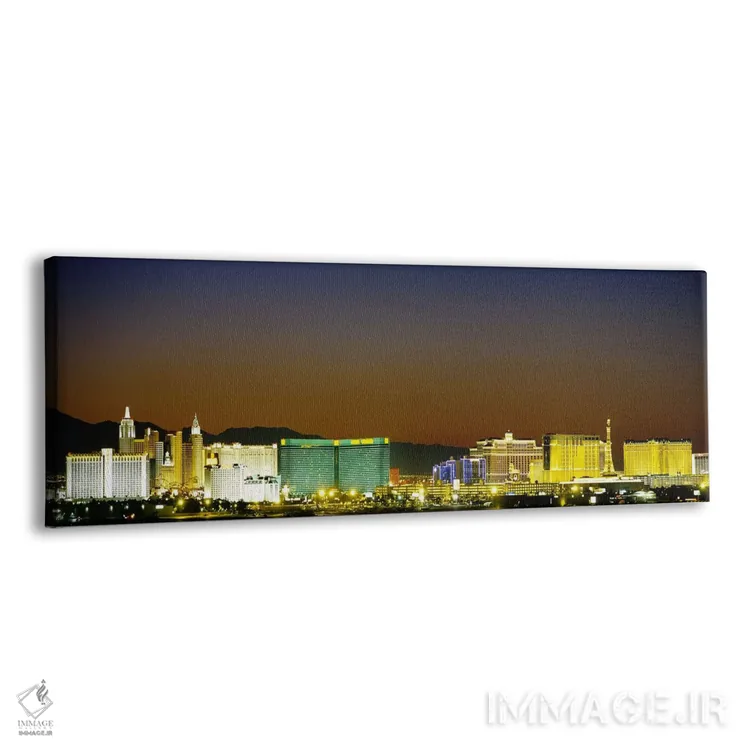 تابلو Las Vegas, Nevada, USA #2,ساختمانهای روشن در غروب، لاس وگاس، نوادا، ایالات متحده (نمونه ۲) اثر پانورامیک ایمجز (استودیو عکاسی عریض) - نمای پرسپکتیو محصول