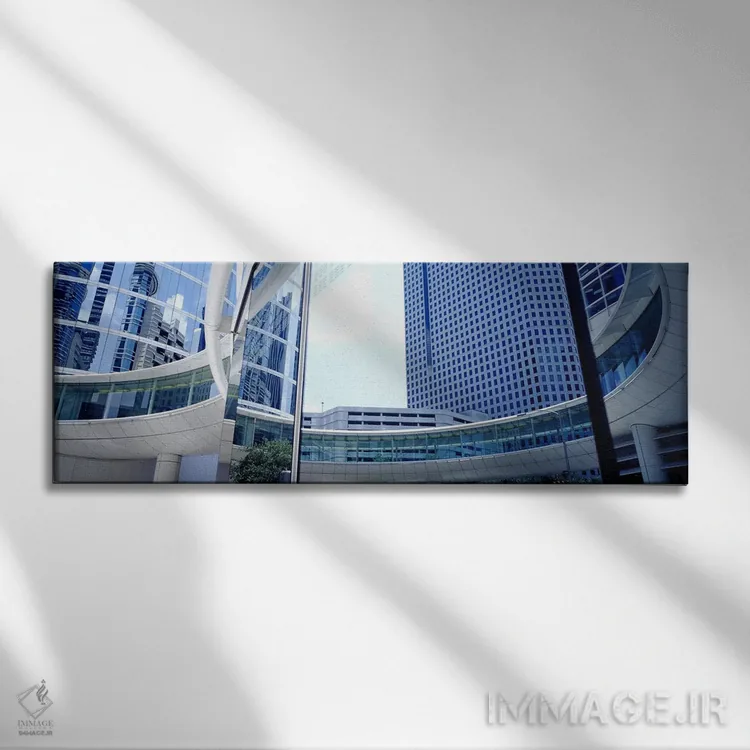 تابلو Enron Center, Houston, Texas, USA,نمای زاویه پایین از آسمانخراشها، مرکز انرون، هیوستون، تگزاس، ایالات متحده اثر پانورامیک ایمجز (استودیو عکاسی عریض) - نمای روبهرو روی دیوار