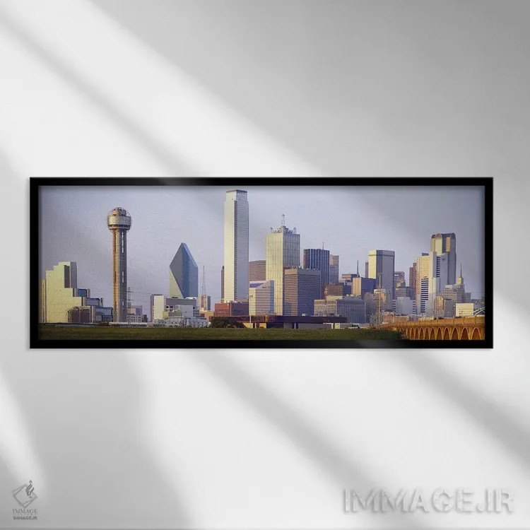 تابلو Dallas, Texas, USA #3,ساختمانها در شهر، دالاس، تگزاس، ایالات متحده (نمونه ۳) اثر پانورامیک ایمجز (استودیو عکاسی عریض) - نمای قابدار مشکی