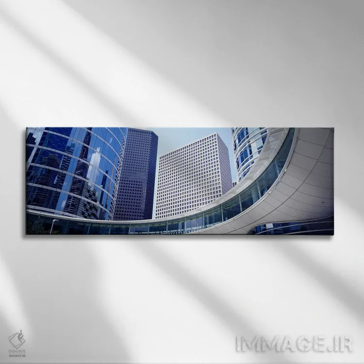 تابلو Enron Center, Houston, Texas, USA,نمای زاویه پایین از ساختمانها در مرکز انرون، هیوستون، تگزاس، ایالات متحده اثر پانورامیک ایمجز (استودیو عکاسی عریض) - نمای روبهرو روی دیوار