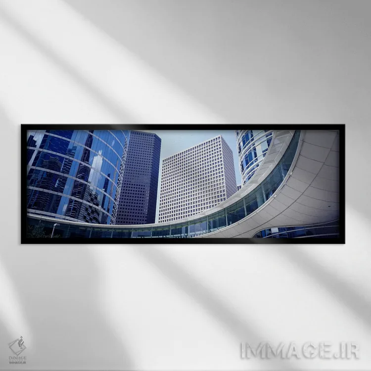 تابلو Enron Center, Houston, Texas, USA,نمای زاویه پایین از ساختمانها در مرکز انرون، هیوستون، تگزاس، ایالات متحده اثر پانورامیک ایمجز (استودیو عکاسی عریض) - نمای قابدار مشکی