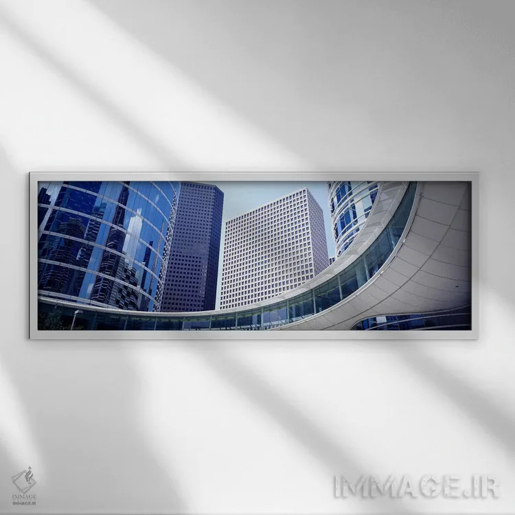 تابلو Enron Center, Houston, Texas, USA,نمای زاویه پایین از ساختمانها در مرکز انرون، هیوستون، تگزاس، ایالات متحده اثر پانورامیک ایمجز (استودیو عکاسی عریض) - نمای قابدار سفید