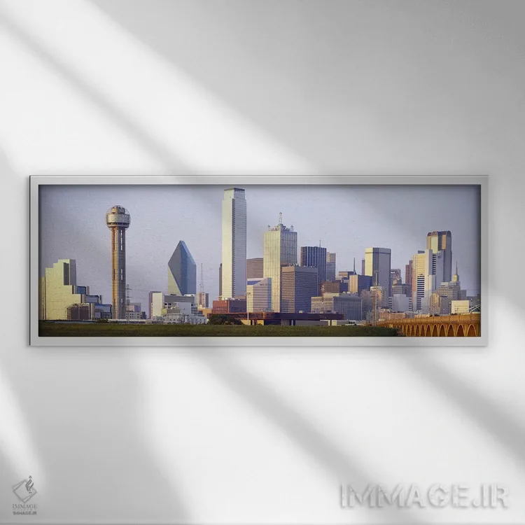 تابلو Dallas, Texas, USA #3,ساختمانها در شهر، دالاس، تگزاس، ایالات متحده (نمونه ۳) اثر پانورامیک ایمجز (استودیو عکاسی عریض) - نمای قابدار سفید