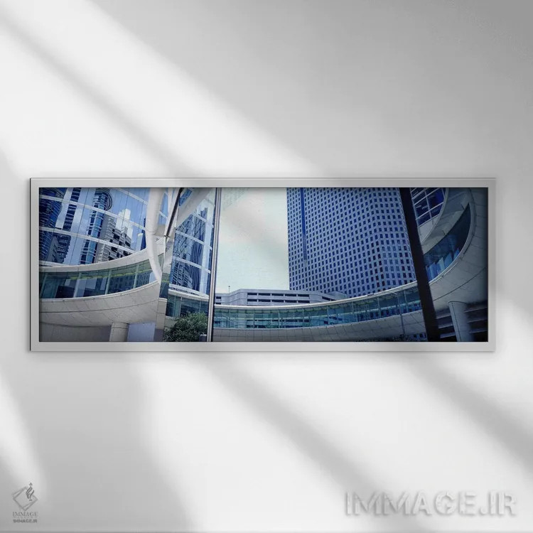 تابلو Enron Center, Houston, Texas, USA,نمای زاویه پایین از آسمانخراشها، مرکز انرون، هیوستون، تگزاس، ایالات متحده اثر پانورامیک ایمجز (استودیو عکاسی عریض) - نمای قابدار سفید