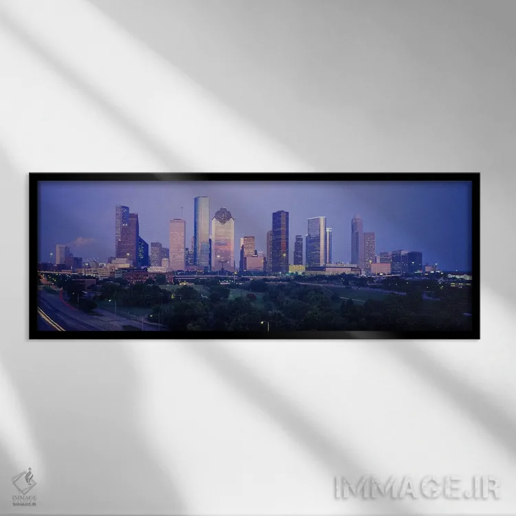 تابلو Houston, Texas, USA #3,ساختمانها در شهر، هیوستون، تگزاس، ایالات متحده (نمونه ۳) اثر پانورامیک ایمجز (استودیو عکاسی عریض) - نمای قابدار مشکی