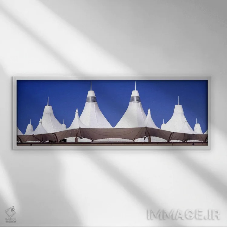 تابلو Denver, Colorado, USA,سقف ترمینال فرودگاه، فرودگاه بینالمللی دنور، کلرادو، ایالات متحده اثر پانورامیک ایمجز (استودیو عکاسی عریض) - نمای قابدار سفید