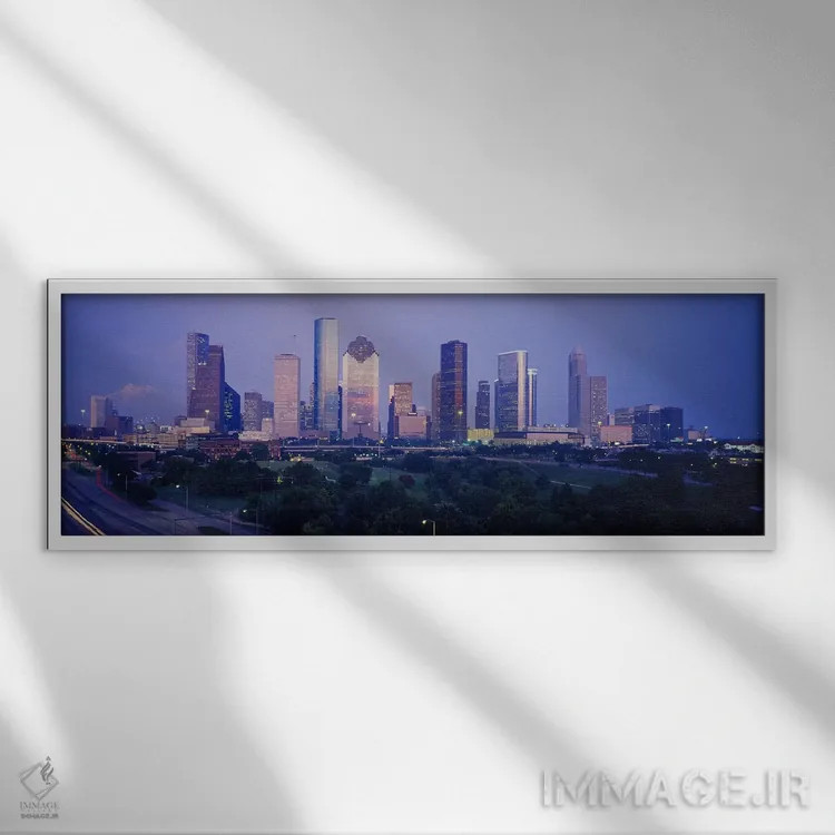 تابلو Houston, Texas, USA #3,ساختمانها در شهر، هیوستون، تگزاس، ایالات متحده (نمونه ۳) اثر پانورامیک ایمجز (استودیو عکاسی عریض) - نمای قابدار سفید