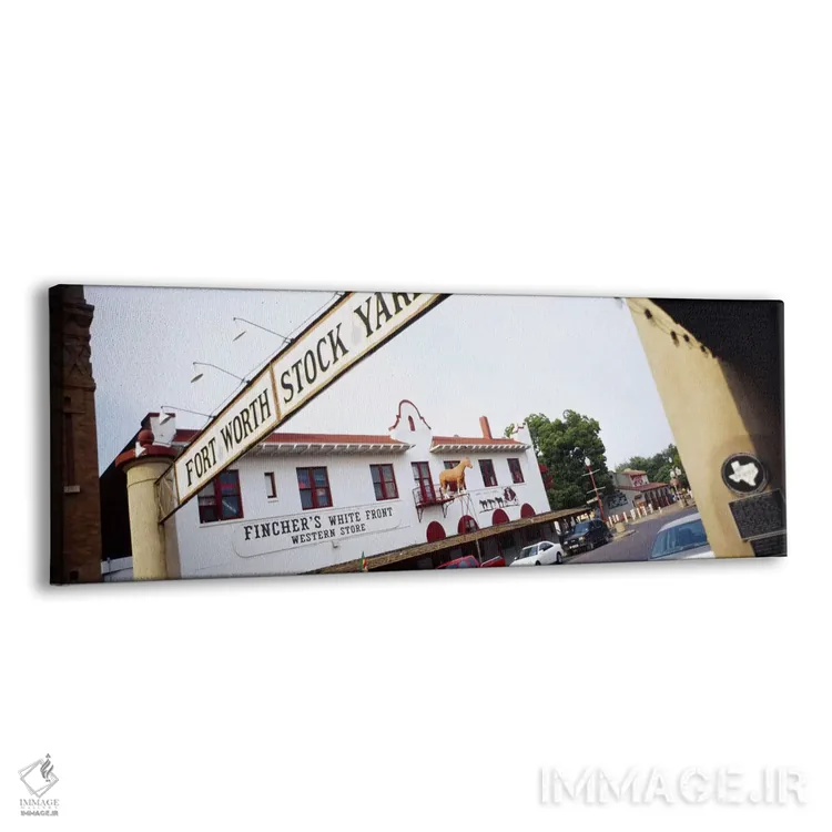 تابلو Fort Worth, Texas, USA,نمای زاویه پایین از تابلوی تجاری، بازار احشام فورت ورث، تگزاس، ایالات متحده اثر پانورامیک ایمجز (استودیو عکاسی عریض) - نمای پرسپکتیو محصول