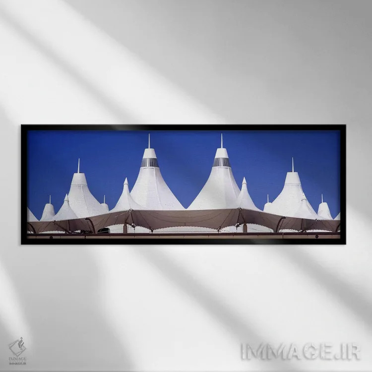 تابلو Denver, Colorado, USA,سقف ترمینال فرودگاه، فرودگاه بینالمللی دنور، کلرادو، ایالات متحده اثر پانورامیک ایمجز (استودیو عکاسی عریض) - نمای قابدار مشکی