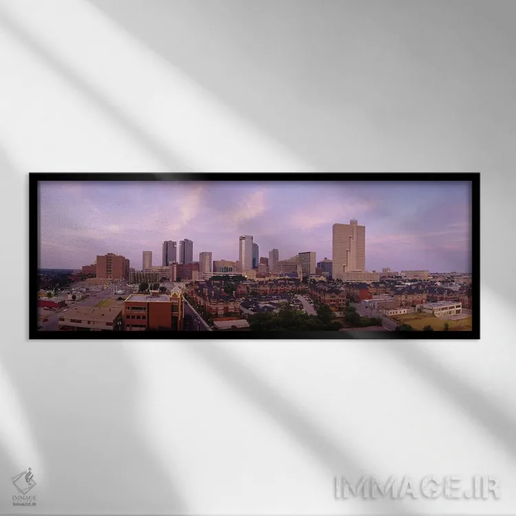 تابلو Texas, USA,آسمانخراشها در شهر، فورت ورث، تگزاس، ایالات متحده اثر پانورامیک ایمجز (استودیو عکاسی عریض) - نمای قابدار مشکی