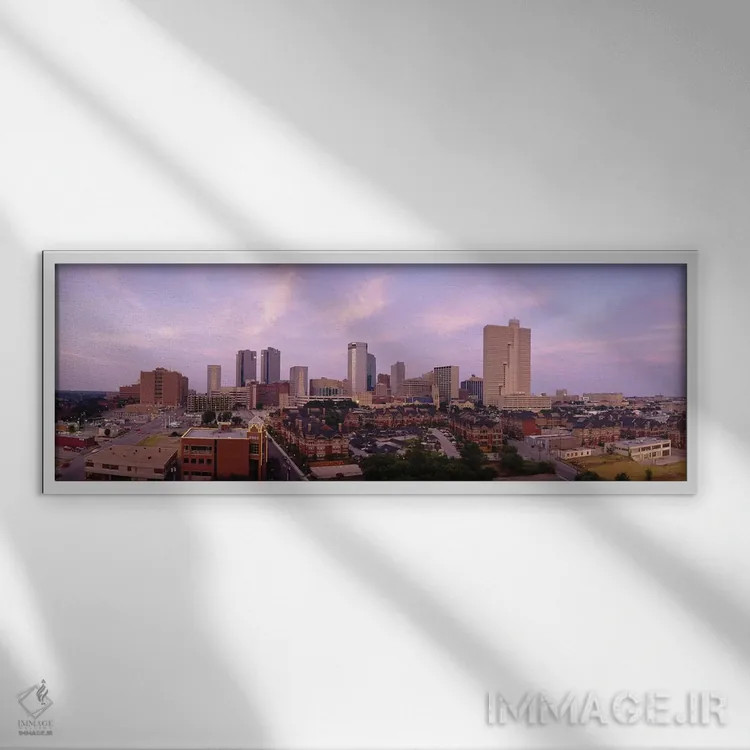 تابلو Texas, USA,آسمانخراشها در شهر، فورت ورث، تگزاس، ایالات متحده اثر پانورامیک ایمجز (استودیو عکاسی عریض) - نمای قابدار سفید