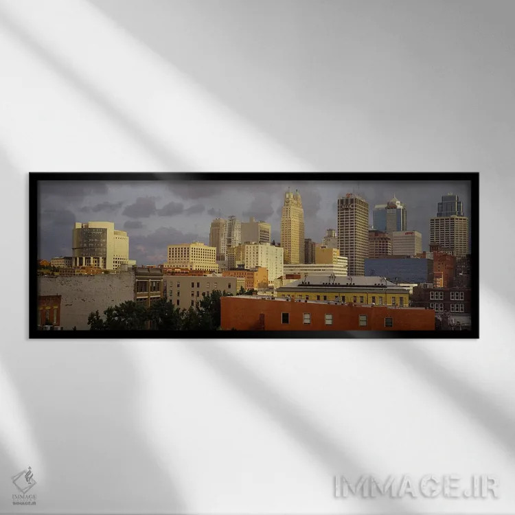 تابلو Missouri, USA,ساختمانها در شهر، کانزاس سیتی، میزوری، ایالات متحده اثر پانورامیک ایمجز (استودیو عکاسی عریض) - نمای قابدار مشکی