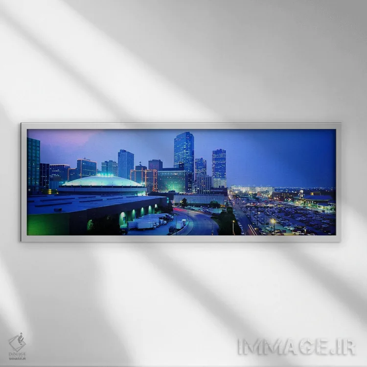 تابلو Fort Worth, Texas, USA,منظرهٔ مرکز شهر، فورت ورث، تگزاس، ایالات متحده اثر پانورامیک ایمجز (استودیو عکاسی عریض) - نمای قابدار سفید