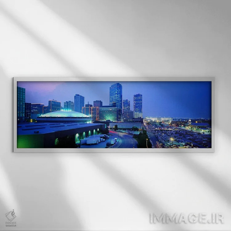 تابلو Fort Worth, Texas, USA,منظرهٔ مرکز شهر، فورت ورث، تگزاس، ایالات متحده اثر پانورامیک ایمجز (استودیو عکاسی عریض) - نمای قابدار سفید