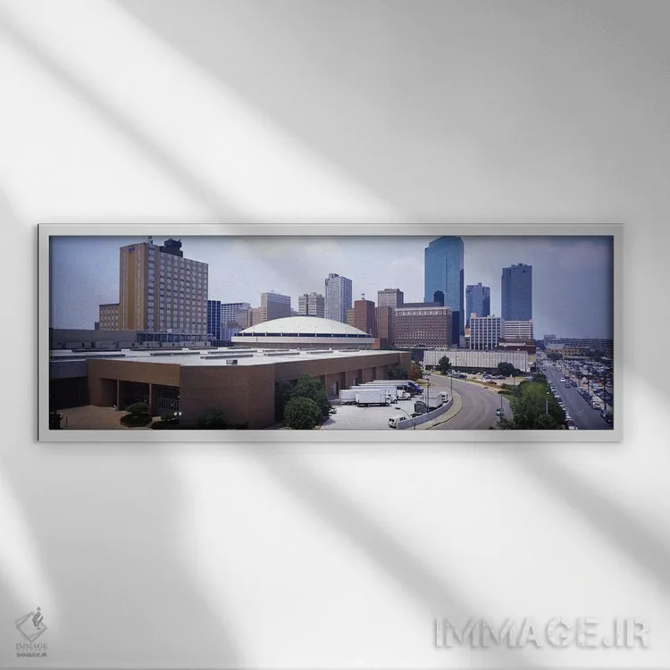 تابلو Texas, USA,نمای زاویه بالا از ساختمانهای اداری شهر، دالاس، تگزاس، ایالات متحده اثر پانورامیک ایمجز (استودیو عکاسی عریض) - نمای قابدار سفید