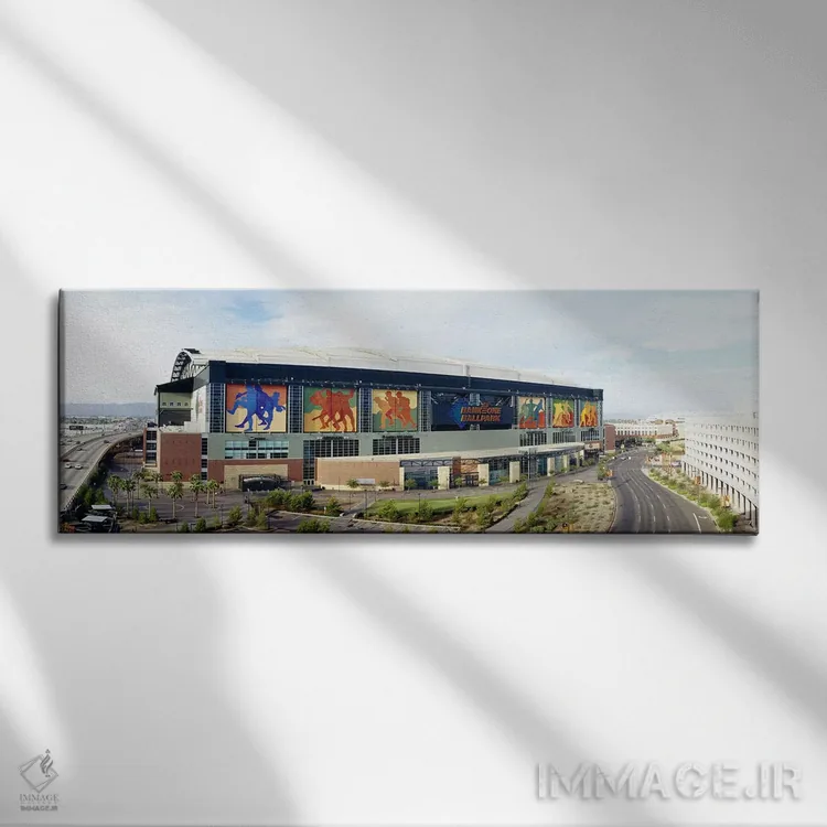 تابلو Phoenix, Arizona, USA,نمای زاویه بالا از ورزشگاه بیسبال، بانک وان بالپارک، فینیکس، آریزونا، ایالات متحده اثر پانورامیک ایمجز (استودیو عکاسی عریض) - نمای روبهرو روی دیوار
