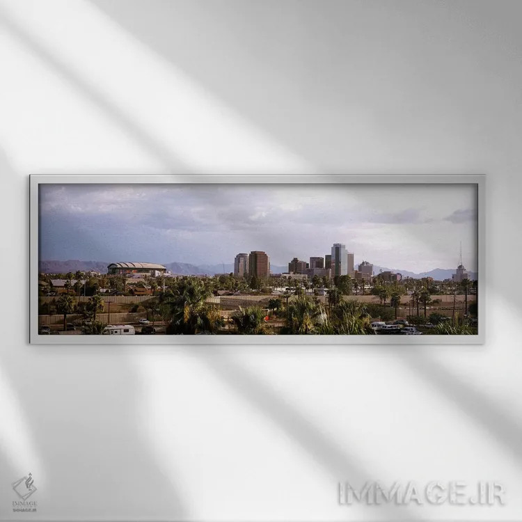 تابلو Phoenix, Maricopa County, Arizona, USA,منظره مرکز شهر، فینیکس، شهرستان مریکوپا، آریزونا، ایالات متحده اثر پانورامیک ایمجز (استودیو عکاسی عریض) - نمای قابدار سفید