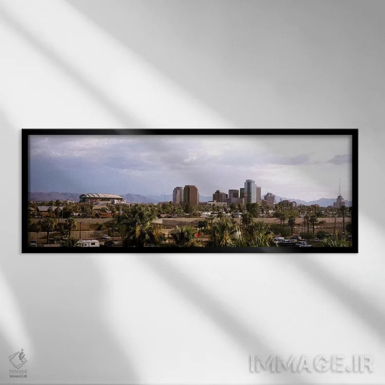 تابلو Phoenix, Maricopa County, Arizona, USA,منظره مرکز شهر، فینیکس، شهرستان مریکوپا، آریزونا، ایالات متحده اثر پانورامیک ایمجز (استودیو عکاسی عریض) - نمای قابدار مشکی