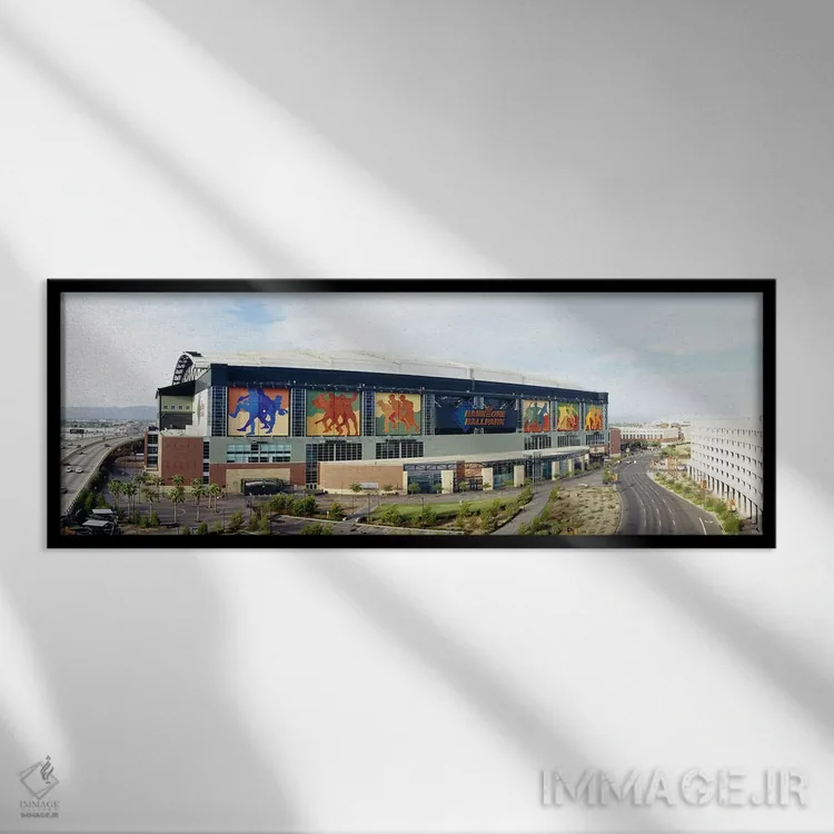 تابلو Phoenix, Arizona, USA,نمای زاویه بالا از ورزشگاه بیسبال، بانک وان بالپارک، فینیکس، آریزونا، ایالات متحده اثر پانورامیک ایمجز (استودیو عکاسی عریض) - نمای قابدار مشکی