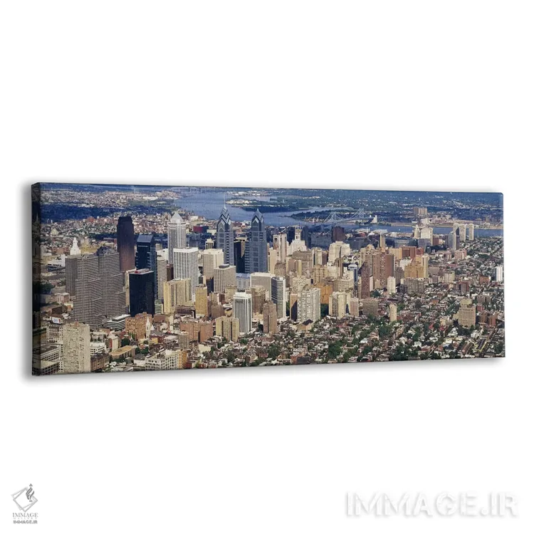 تابلو Philadelphia, Pennsylvania, USA #2,نمای هوایی از شهر، فیلادلفیا، پنسیلوانیا، ایالات متحده (نمونه ۲) اثر پانورامیک ایمجز (استودیو عکاسی عریض) - نمای پرسپکتیو محصول