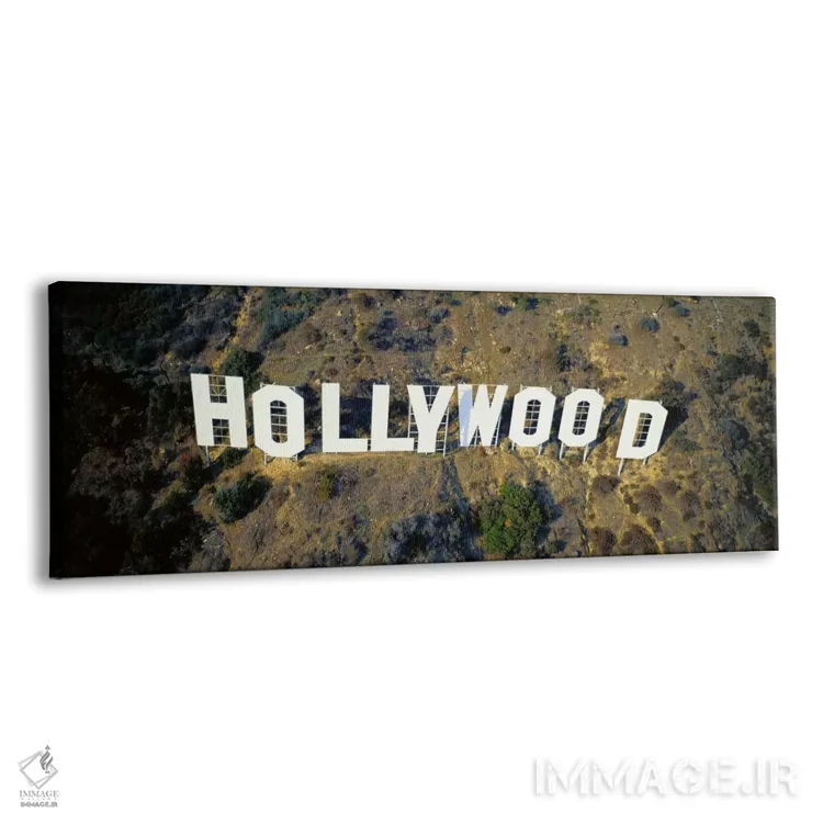 تابلو California, Los Angeles, Aerial view of Hollywood Sign at Hollywood Hills,ایالات متحده، کالیفرنیا، لسآنجلس، نمای هوایی تابلو هالیوود در تپههای هالیوود اثر پانورامیک ایمجز (استودیو عکاسی عریض) - نمای پرسپکتیو محصول